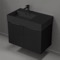 Floating Black Bathroom Vanity, Modern, 32